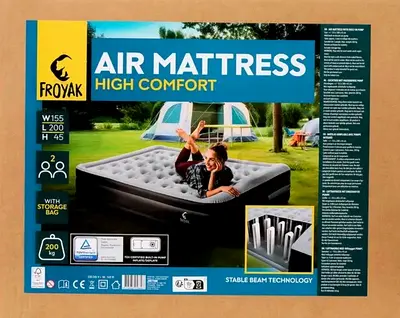 Froyak High Comfort Air Mattress - Double Size (155x200x45cm) with Storage Bag (new)