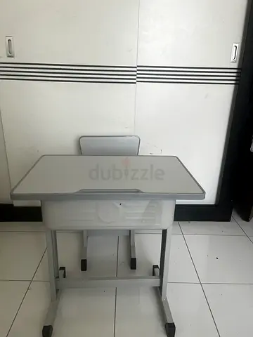Compact Folding Study Table with Storage - Light Grey