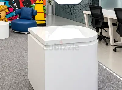 Modern White Gloss Office Pedestal & Display Counter