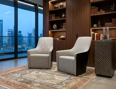 Knoll Set of 2 Modern Upholstered Accent Chairs