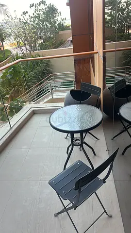 Compact 2-Seater Outdoor Bistro Set with Glass Table