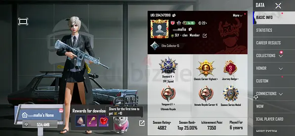 PUBG Account Level 75 - 6 Years Old - Collector 55 - 300 AED Sharjah