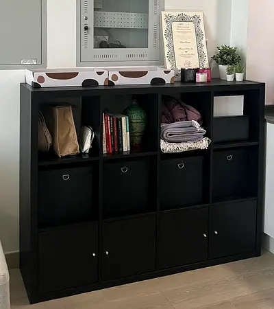 IKEA KALLAX Shelf Unit Black-Brown with doors (4x3, 12 cubes)