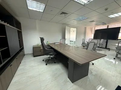 Never Used Executive Conference Table with Chairs and Storage Cabinets - Good Condition