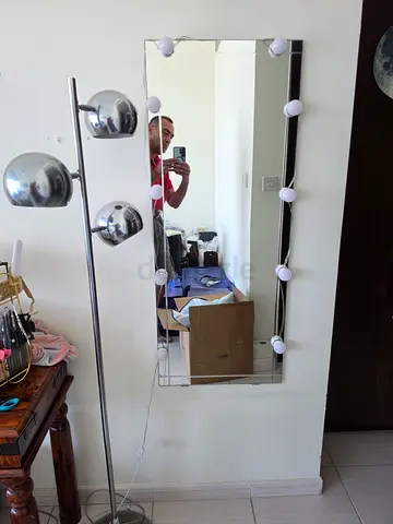 Wall mirror with built-in vanity lights - good condition