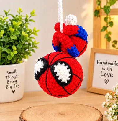 Handmade Crochet Spider-Man Plush Ball Hanging Toy keychain