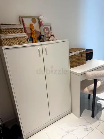 Tall White Shoe & Storage Cabinet | Excellent Condition