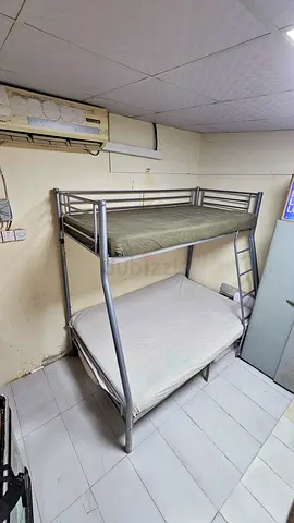 Sturdy Silver Metal Bunk Bed with Mattresses