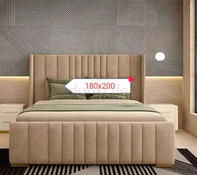 Modern Design Luxury King Size Fabric Bed with Spring Mattress