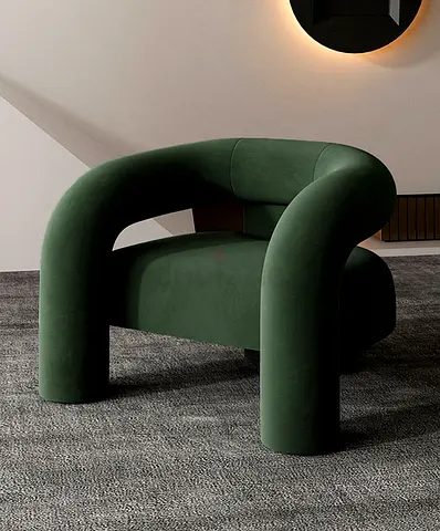 Green Velvet Curved Modern Accent Armchair