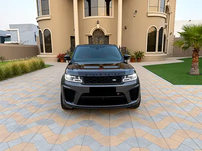 Range Rover Sport SVR 2019 | GCC | Carbon Pack | Corris Grey | Red Interior