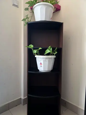 Tall Narrow Corner Shelf Unit - 4-Tier Wooden Bookcase