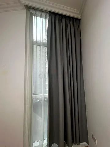 Pair of Grey Full-Length Blackout Curtains - Ready to Install