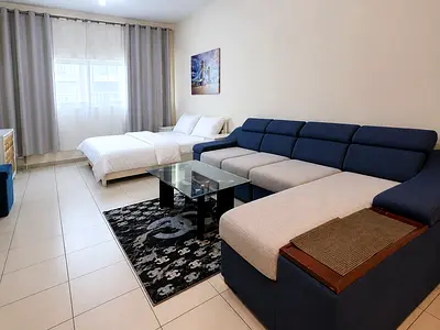 Furnished Studio for monthly rent in Ajman One Towers - Al Rashidiya ✔️ Includes bills and internet