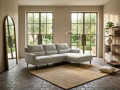 Light grey L-shaped sectional sofa with chaise - good condition