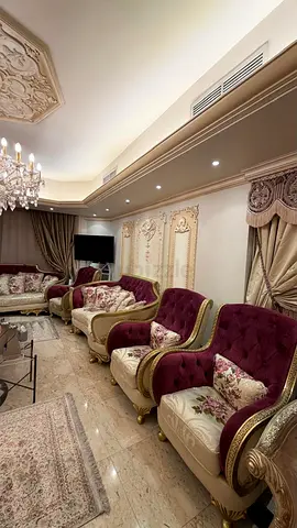 Classic upholstered living room sofa and armchair set - elegant gold & burgundy