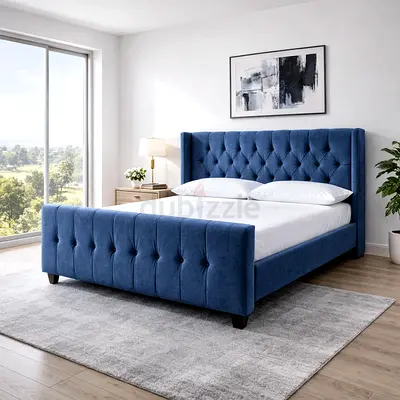 Modern Design King Size Luxury Fabric Bed with Spring Mattress