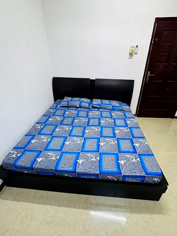 Double Bed Frame with Headboard - Dark Wood, Good Condition