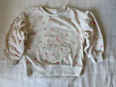 Girls cream floral long-sleeve sweatshirt, size 86-92