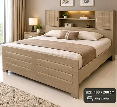 Brand new King Wooden bed frame with Mattress Available