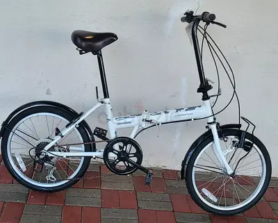 White Folding City Bike - Compact 20" Wheels, Used