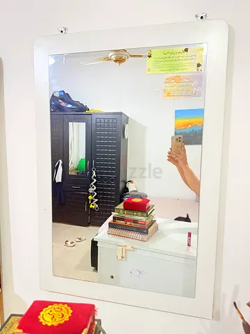 White Framed Wall Mirror - Good Condition