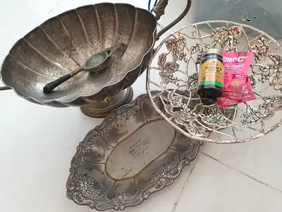 Vintage silver-plated serving bowls and trays set (3 pieces) - used