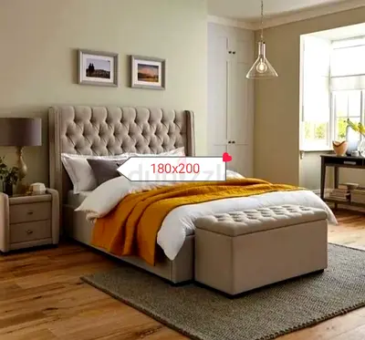 Brand New Luxury Fabric Bed King Size With Spring Mattress
