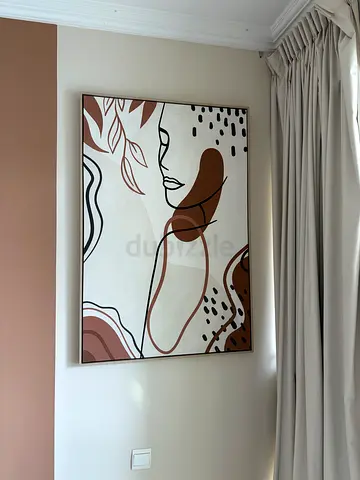 Framed Abstract Line Art Canvas - Neutral Tones