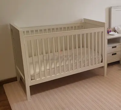 Pottery barn emery crib with toddler conversion in simply white