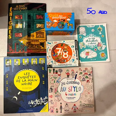 Bundle of French Kids' Activity Books and games (6 items)