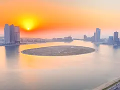3BR in Al Khan with maid room, 2 balconies, free AC, sea view, parking, gym & pool, built-in wardrob