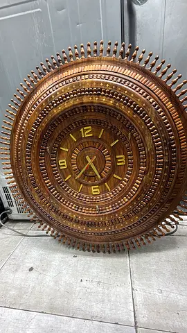 Large Decorative Wooden Wall Clock - Handcrafted Circular Design