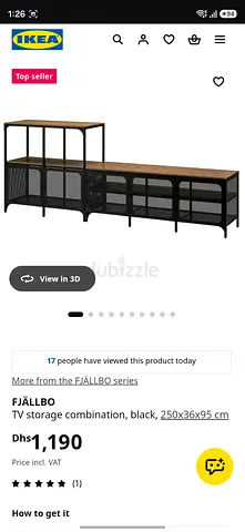 IKEA FJALLBO TV Storage Unit Combination Black Wood
