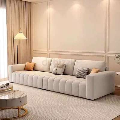Modern Cream Fabric 4-Seater Sofa