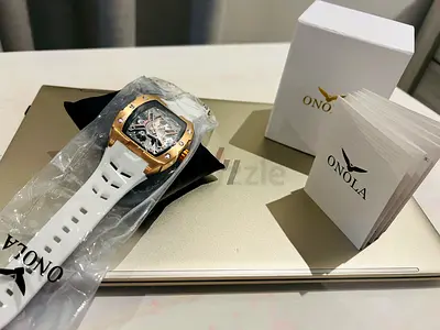 ONOLA Automatic Men's Watch with White Rubber Strap — Rose Gold Case