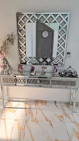 Silver Mirrored Console Table with Matching Decorative Wall Mirror, from 2XL Home