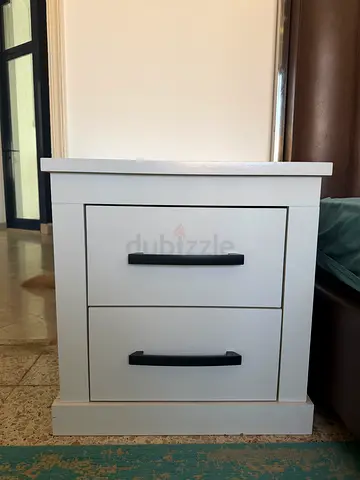 White bedside table
