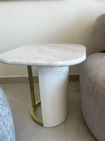 Brand new White Marble Top Side Table with Gold Base
