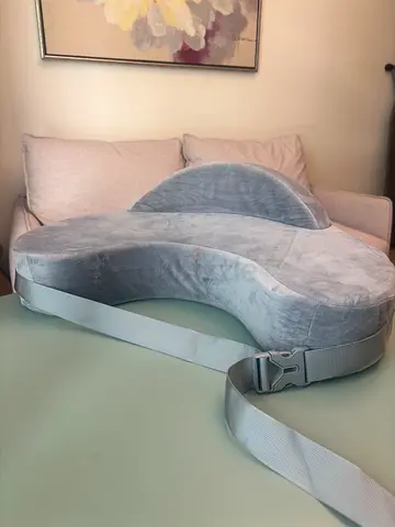 Grey breastfeeding / nursing pillow with strap - gently used