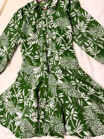 Green floral long-sleeve casual dress UK 16 size