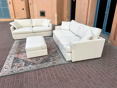 Without footstool, Crate&Barrel Lounge Deep feather filled Sofa Sets Beige