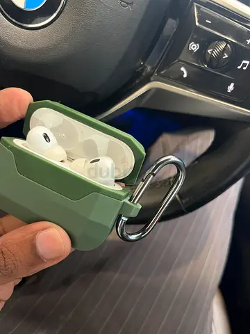 Apple AirPods Pro (2nd)with green silicone protective case and carabiner with box as well