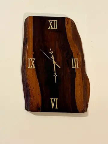 Handmade Live Edge Wooden Wall Clock - Rustic Solid Wood