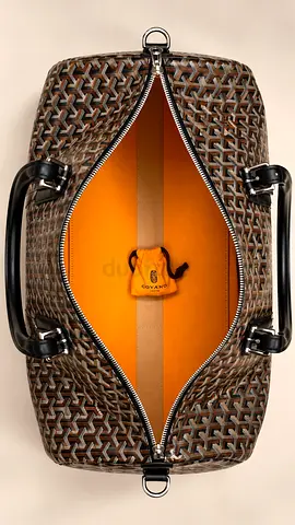 Goyard-style Large Travel Duffle Bag - Brown Pattern