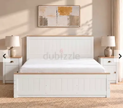 White Wooden Headboard with Oak Top /Double (160x200)