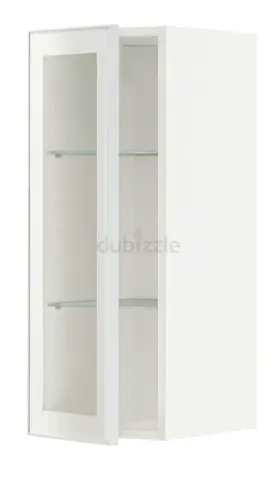 Metod Ikea / Wall cabinet w shelves/glass door, white clear glass, 30x80 cm