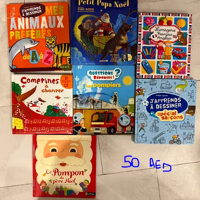 Lot of 8 French children’s books (picture & activity books) — good condition