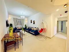 Luxury apartment, second occupancy. Two bedrooms, living room, and open balcony. Ajman Corniche. Ful
