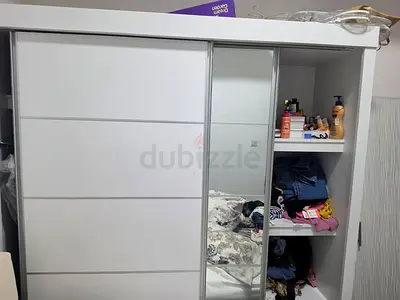New White Sliding Door Wardrobe with Mirror -